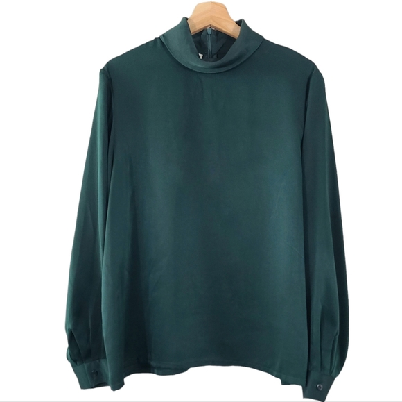 Pendleton Forest Green Long Sleeve High Neck Blouse - Picture 1 of 4